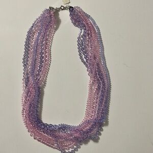 Made in W Germany Plastic Light Pink Lavender Multi Strand Beaded Necklace